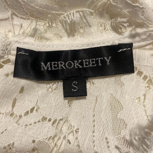 Merokeety Cap Sleeve Lace Floral Cocktail Knee Length Sheath Dress White Small - Picture 7 of 7